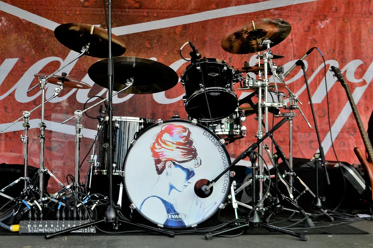 Drum kit set up for a music workshop