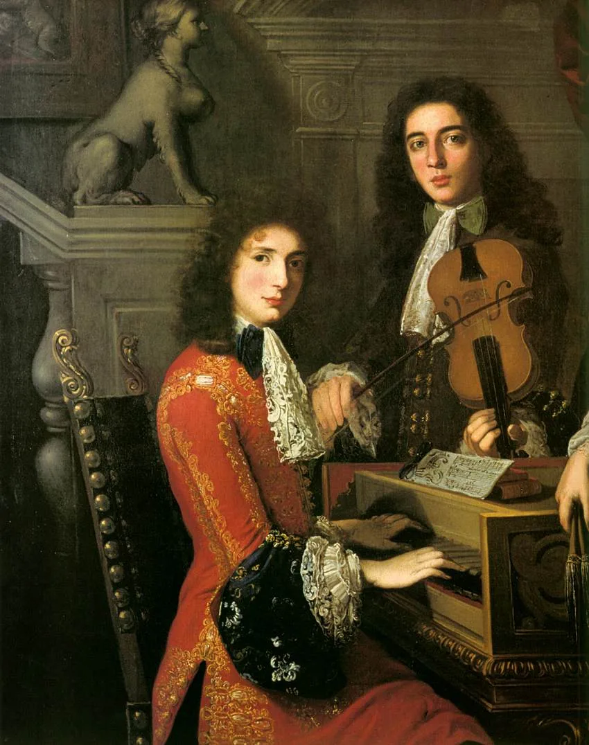 Baroque musicians playing together