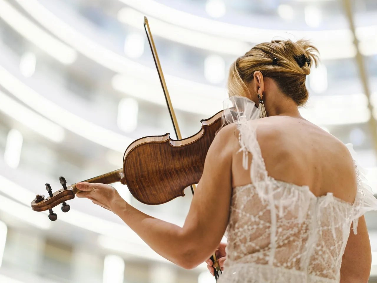 Violinist performing a musical work Violinist performing a musical work