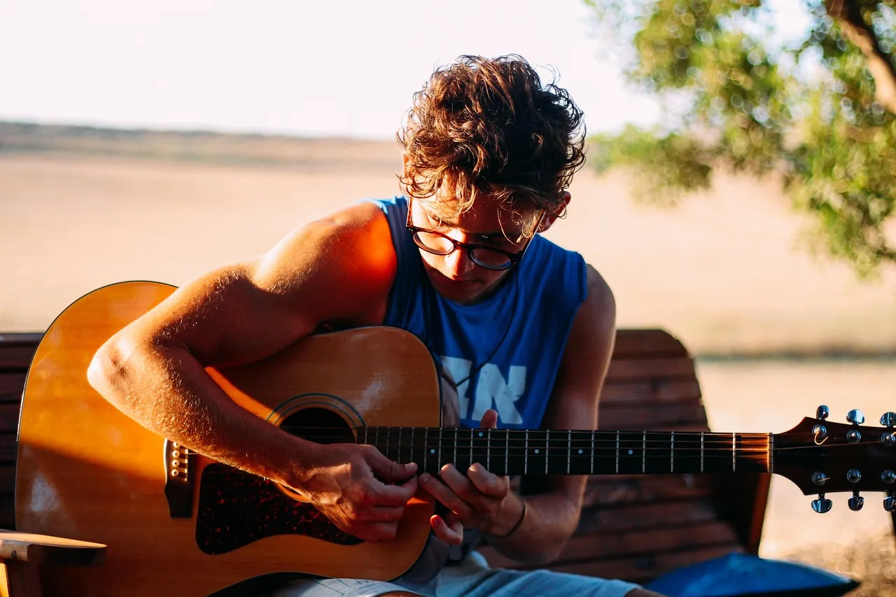 Guitarist creating improvised music
