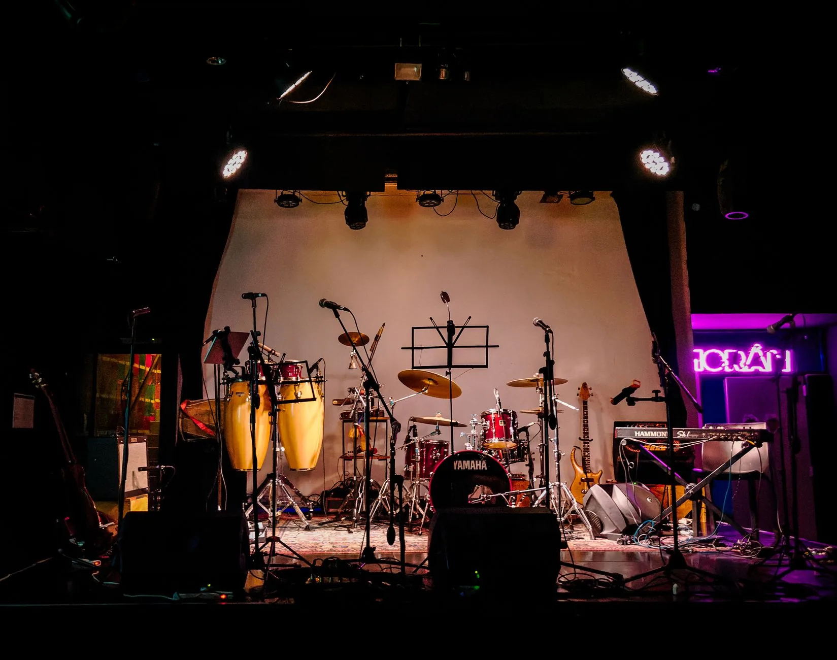 Percussion instruments on stage Percussion instruments on stage