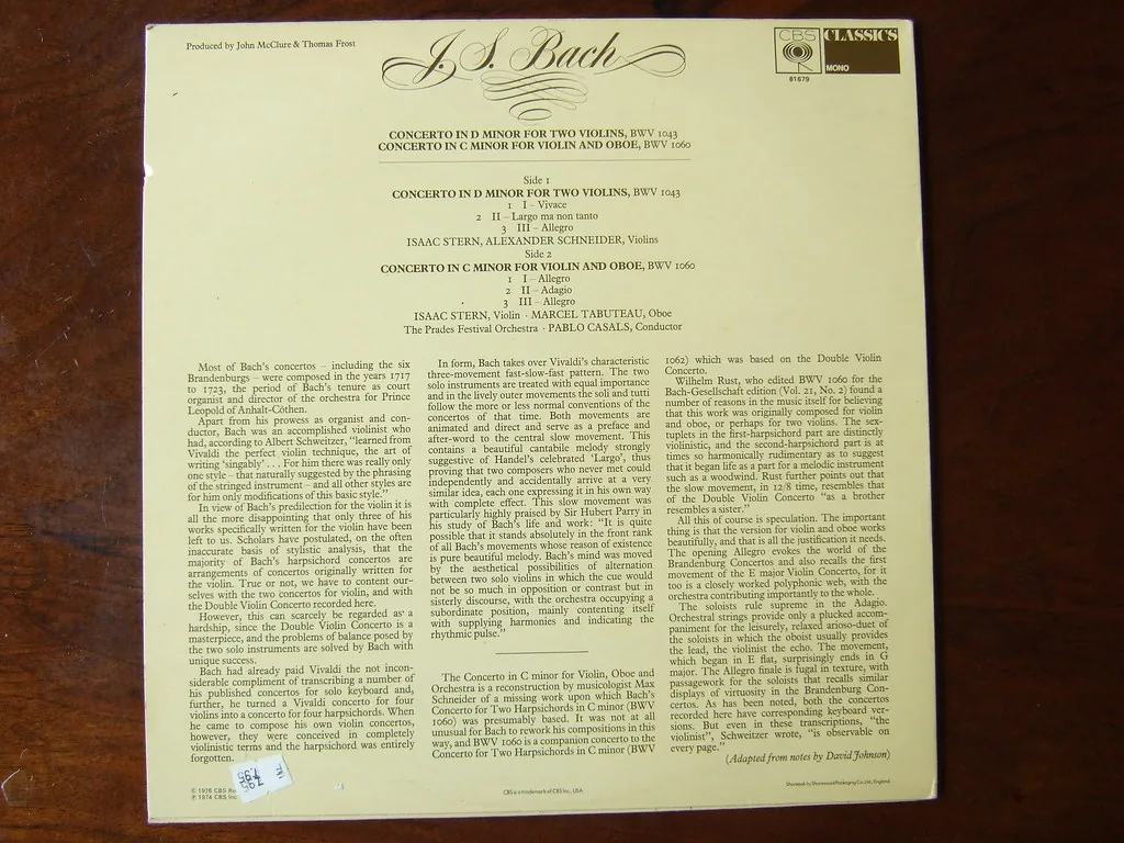 Pochette de concertos de Bach Pochette de concertos de Bach