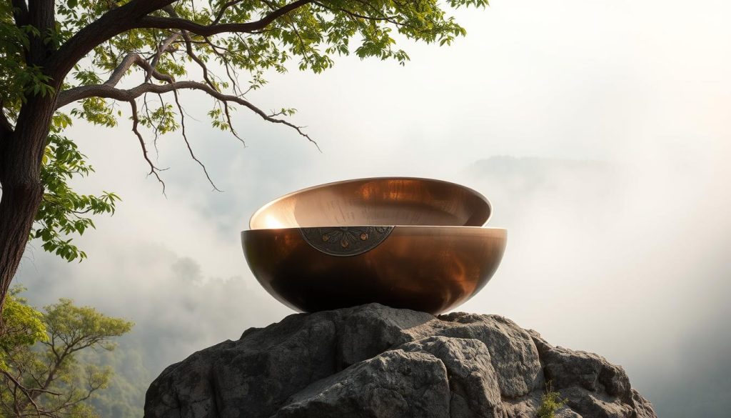 Transformation rock handpan, a mesmerizing amalgam of ancient wisdom and modern artistry. Perched atop a majestic, weathered rock formation, the handpan's serene copper curves capture the essence of nature's symphony. Soft, diffused lighting filters through the canopy of verdant foliage, casting a warm, ethereal glow upon the instrument. The handpan's player, their fingers dancing across the divinely tuned tones, weaves a captivating melody that echoes through the tranquil landscape. Surrounding the scene, a hazy mist lends an air of mysticism, as if the very elements conspire to celebrate the transformation of timeless melodies. This is the magic of the handpan, where the familiar becomes extraordinary, and the world is imbued with a sense of wonder. Transformation rock handpan, a mesmerizing amalgam of ancient wisdom and modern artistry. Perched atop a majestic, weathered rock formation, the handpan's serene copper curves capture the essence of nature's symphony. Soft, diffused lighting filters through the canopy of verdant foliage, casting a warm, ethereal glow upon the instrument. The handpan's player, their fingers dancing across the divinely tuned tones, weaves a captivating melody that echoes through the tranquil landscape. Surrounding the scene, a hazy mist lends an air of mysticism, as if the very elements conspire to celebrate the transformation of timeless melodies. This is the magic of the handpan, where the familiar becomes extraordinary, and the world is imbued with a sense of wonder.