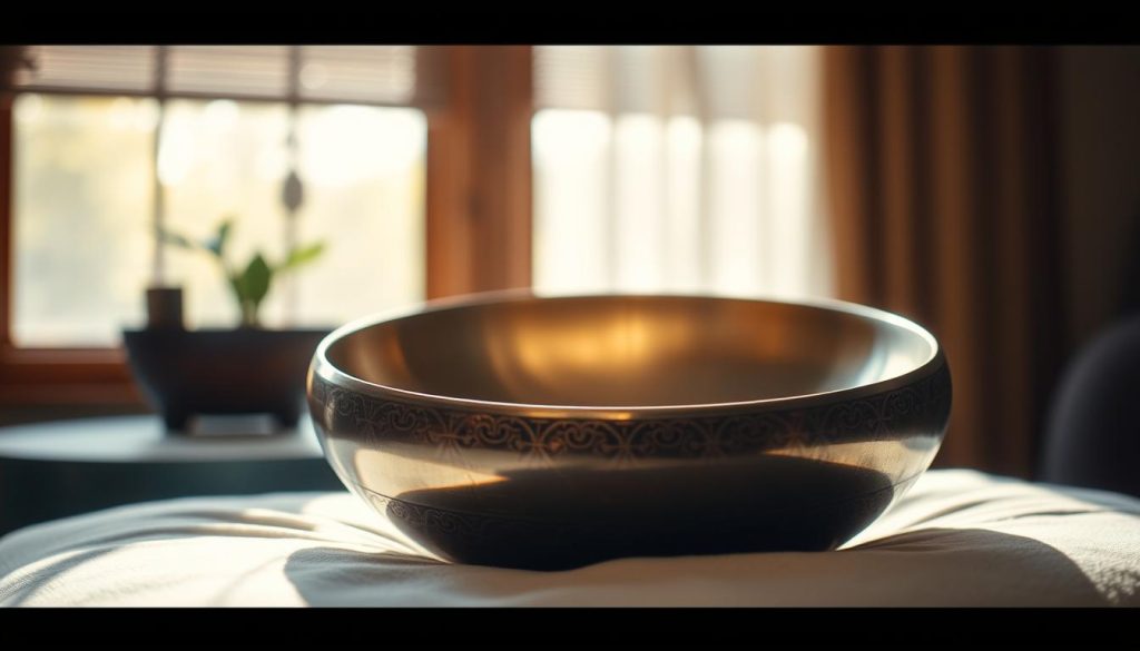 A beautifully crafted handpan rests on a soft, velvety surface, the intricate pattern of its metal alloy resonating with a rich, warm tone. Sunlight filters through a window, casting a gentle glow that highlights the handpan's sleek, polished curves. The depth of field is shallow, keeping the handpan in sharp focus while the background fades into a hazy, dreamlike blur. The overall mood is one of tranquility and musical serenity, inviting the viewer to imagine the soothing, meditative tones that this instrument could produce. A beautifully crafted handpan rests on a soft, velvety surface, the intricate pattern of its metal alloy resonating with a rich, warm tone. Sunlight filters through a window, casting a gentle glow that highlights the handpan's sleek, polished curves. The depth of field is shallow, keeping the handpan in sharp focus while the background fades into a hazy, dreamlike blur. The overall mood is one of tranquility and musical serenity, inviting the viewer to imagine the soothing, meditative tones that this instrument could produce.